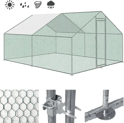 Immagine prodotto di TolleTour pollaio all'aperto pollaio tetto avicolo struttura in acciaio zincato con PE 3 x 4 x 2 m