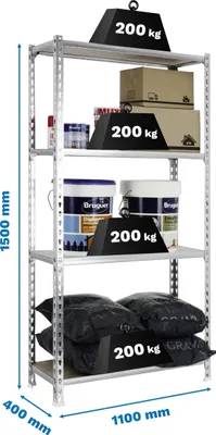 Zdjęcie produktu dla MADERCLICK SUPERPLUS 4/400 1500 GALVA/MADEIRA Regał metalowy