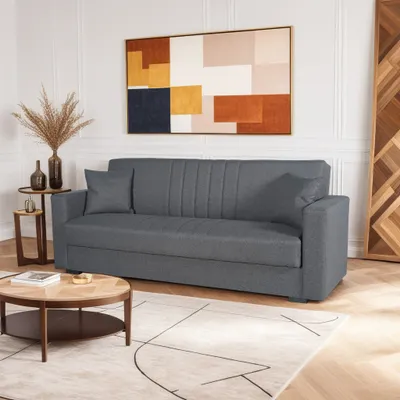 Produktbild von Pointhome 3 Sitzer Sofas mit Schlaffunktion und Bettkasten, Klappsofa, Wohnzimmersofas, Komfortables Couch, Modern Schlafsofa 180 cm Breit (Grau)
