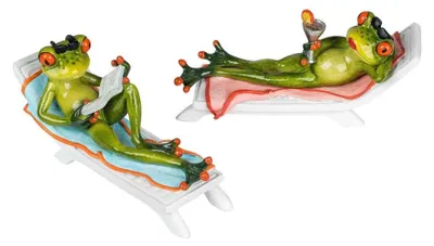 2er-Set dekorative Froschfiguren, 19 cm, grün, Kunststoff