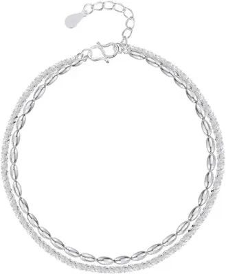 Produktbild von Damen Armband 2er Set Silber Glieder & Strass Elegant Verstellbar, J0761