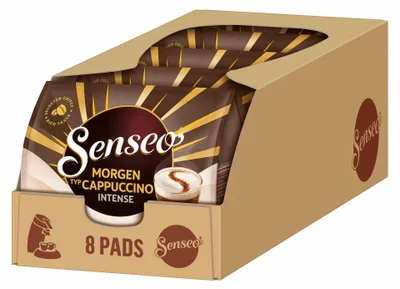Produktbild von Senseo Morgen Typ Cappuccino Intense, Kaffeepads, Löslicher Kaffee, 5 x 8 Pads
