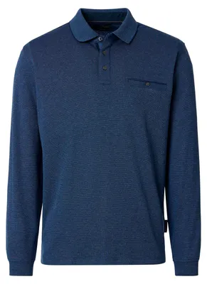 Produktbild von CasaModa XXL Polo Langarm blau melange easy care
