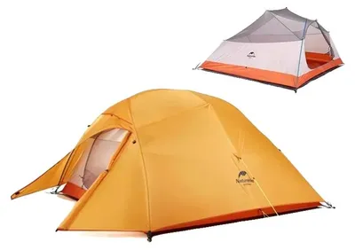 Image de Tente de randonnée, légère, imperméable, 3 places, couleur orange