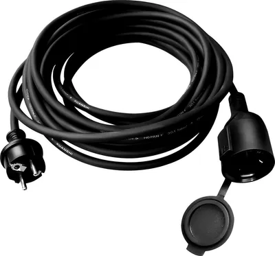 Produktbild von Calex Verlängerungskabel 15m, IP44 Außen Verlängerungskabel mit Stecker und Gegenstecker, 3500W, Schwarz, Gummi, 3x1,5mm2