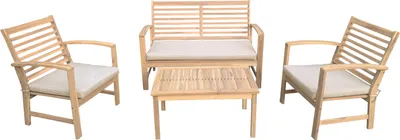 Produktbild von Gartenmöbel aus Akazienholz 4-Sitzer GOA - Kissen Sand