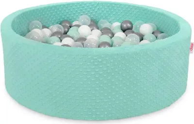 Produktbild von Bälleteich für Kinder – Spielbecken – weicher Fleece-Komfort, 300 Bälle, liebevoller Bezug