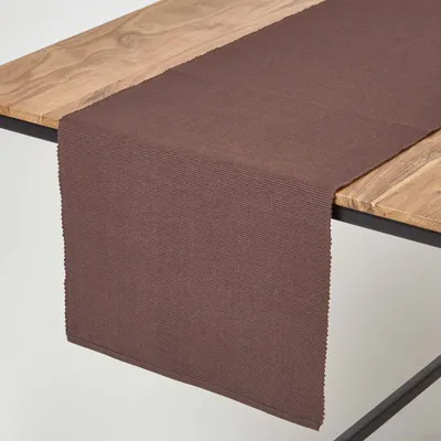 Produktbild von HOMESCAPES Tischläufer aus 100% Baumwolle, braun