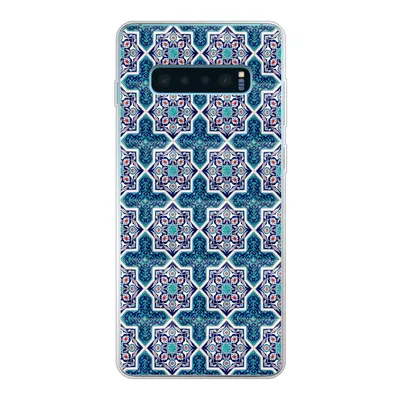 Produktbild von MuchoWow® Handyhülle Schutzhülle Hülle für Samsung Galaxy S10 Lite Ein marokkanisches Mosaikfliesenmuster, bei dem hauptsächlich die Farbe Blau verwendet wird Silikon Softcase Handy Hülle - Schutz