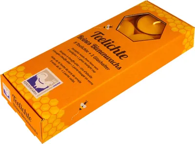 Obrázek produktu pro Čajové svíčky ze včelího vosku se skleněným svícnem