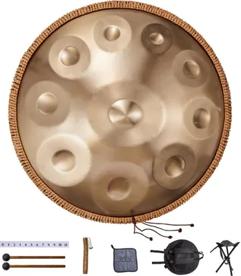 Obrázok produktu pre Handpan bubon 55cm 10 nôt d mol - Ručný bubon s paličkou - Vysokokvalitný zvuk - Ideálny pre milovníkov hudby