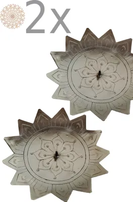 Produktbild von 2er SET Orientalischer Kerzenhalter Silber Jaini Sternform 15cm