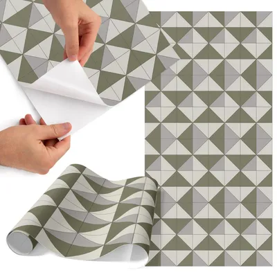 Produktbild von Möbelfolie 50x100 cm - Klebefolie Möbel - Selbstklebende Folie - Folie für Möbel - Möbelfolie Küche - Klebefolie Küche - Möbelfolie Schrank - Wasserdicht - Abwaschbar - Selbstklebend - Luftblasenfrei - Rückstandslos entfernbar - Dreieckiges Mosaik