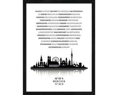 Produktbild von Gerahmtes Bild München Wahrzeichen I 33x43 cm