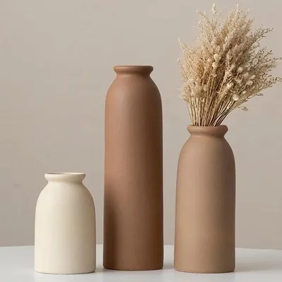 Obrázok produktu pre Sada keramických dekorácií, 26,6 cm, 3 malé vázy, oranžová, žltá, biela, prírodný odtieň (L)