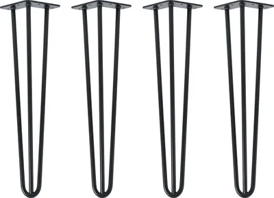 Zdjęcie produktu dla Natural Goods Berlin HAIRPIN Legs, nogi do mebli, nogi do stołu, czarne, 50 cm, 3 rozpórki, 4 sztuki