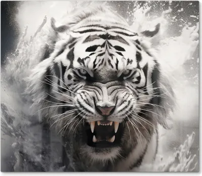 Produktbild von DEQORI Herdabdeckplatte Glas 1-tlg 'Wasserschlag des Tigers' Abdeckplatte Küche Glaskeramikkochfeld Herd