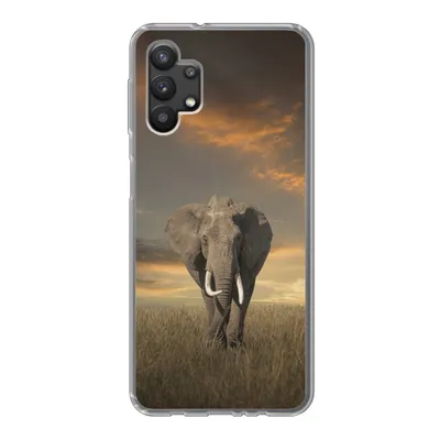 Produktbild von MuchoWow® Handyhülle Schutzhülle Hülle für Samsung Galaxy A32 5G Elefant - Tiere - Gras - Natur Silikon Softcase Handy Hülle - Softcase