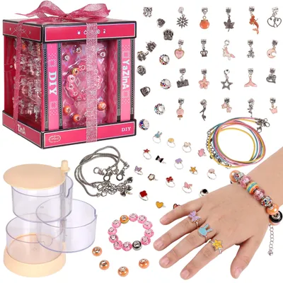 Produktbild von DIY Set zum Basteln von Armbändern, Geschenkverpackung, Kinderschmuck mit Charms