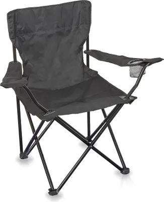 Produktbild von Linder Exclusiv Klappstuhl PO2481 – Campingstuhl & Angelstuhl mit Getränkehalter & Tragetasche, bis 120 kg, Dunkelgrau Faltbar Stuhl, Gartenstuhl