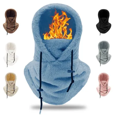Immagine prodotto di Cappuccio termico in pile, sciarpa con cappuccio, passamontagna, maschera da sci, taglia unica, blu