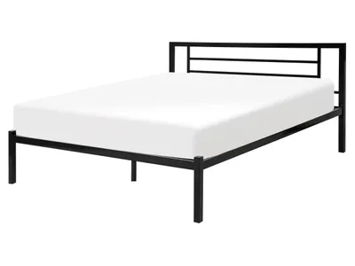 Obrázek produktu pro BELIANI Postel černá kovová 160 x 200 cm s roštem moderní ložnice industriální design