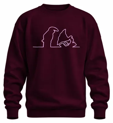 Productafbeelding van La Linea Balum, stripfiguurtjes, animatiefilm, Osvaldo Cavandoli, sweatshirt, trui, bordeauxrood, maat L