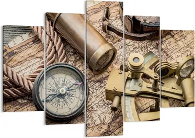 Produktbild von Bild auf Leinwand - Leinwandbild - Kompass Kompass Karte - 150x100cm - Wand Bild - Wanddeko - Leinwanddruck - Bilder - Kunstdruck - Wanddekoration - Leinwand bilder - Wandkunst - EA150x100-3730