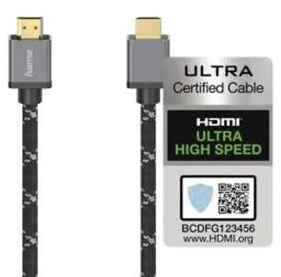 Zdjęcie produktu dla Hama 00205240, 3 m, HDMI Typu A (Standard), HDMI Typu A (Standard), Kompatybilność 3D, 48 Gbit/s, Czarny, Szary
