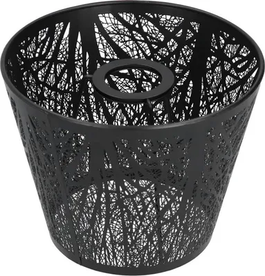 Produktbild von Lampenschirm aus Schmiedeeisen mit geschnitztem Waldbaum, E27, Mini-Lampenschirm für Tischlampe, Schlafzimmer, Nachttisch, Dekoration, Schwarz