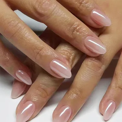 Immagine prodotto di 24 Unghie incollate rosa sfumate Unghie artificiali ovali corte e medie