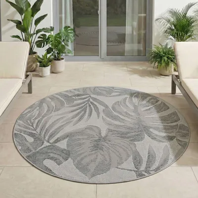 Produktbild von Carpetsale24 Outdoor Teppich Wetterfest & UV-beständig, ideal für Küche, Balkon, Terrasse, Garten, Wohnzimmer, Grösse: 200 cm Rund