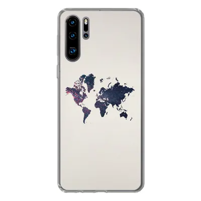 Produktbild von MuchoWow® Handyhülle Schutzhülle Hülle für Huawei P30 Pro Weltkarte - Licht - Rot Silikon Softcase Handy Hülle - Schutzdeckel