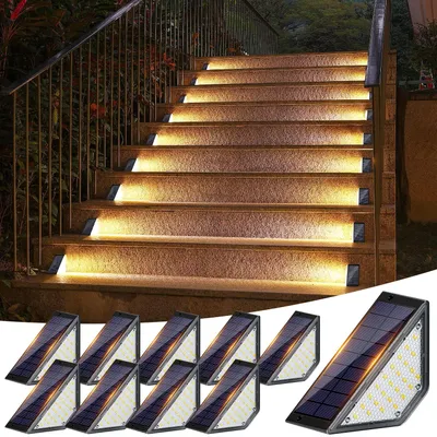 Solar-Treppenleuchten LED, IP65, 10 Stück, warmweiß, Außen