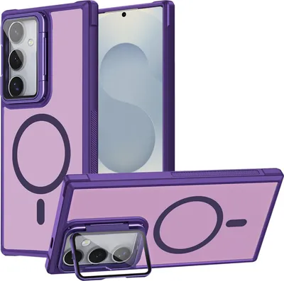 Image de Housse de protection pour Samsung Galaxy S25 Plus Housse, anneau métallique pour chargement sans fil pliable protection caméra verre support