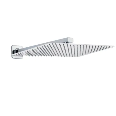Produktbild von JOHO Regendusche Duschkopf groß Rechteckig pflegeleichte Überkopfbrauseset aus 304 Edelstahl mit Bombenfester Brausearm Wandarm (35x25cm/37cm)