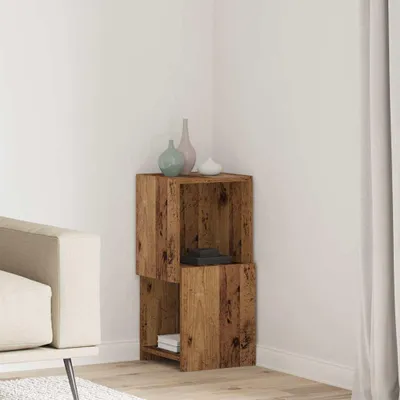 Produktbild von "Schlussverkauf" Eckschrank 1 PC - Mehrzweckschrank für Wohnzimmer/Büro - Altholz 30,5x30x65cm Holzwerkstoff  C7235