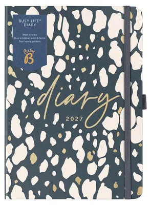 Obrázok produktu pre Busy B – Denník formátu A5 na rok 2027 – Dvojitý plánovač týždňov – Materiál: látka s motívom zvieracích škvrn