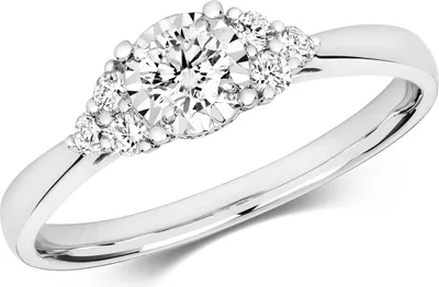 Produktbild von Funkelndes Feuer Edler 9 Karat (375) Weißgold Solitär Verlobung Diamant Ring Brillant-Schliff 0.35 Karat GH - I1, 55 (17.5); TRS21148RSO