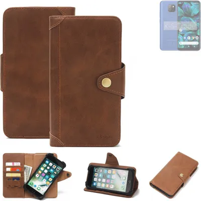 Produktbild von K-S-Trade Handyhülle kompatibel mit General Mobile GM 20 Schutz Hülle Walletcase Bookstyle Tasche Case Handytasche Wallet Flipcase Cover PolyurethanBraun