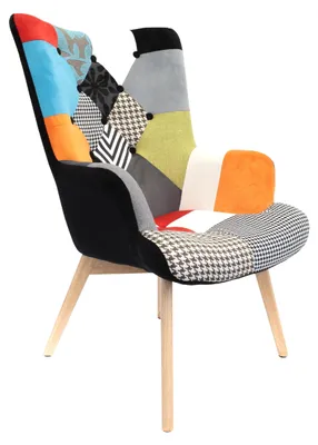 Sessel Patchwork Multicolore Stoff Holz 66x72x99,5 cm
