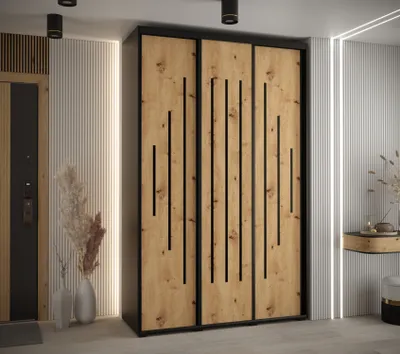 Obrázek produktu pro Šatní skříň ASIRI 12 - 150/45 cm, černá / dub artisan / černá