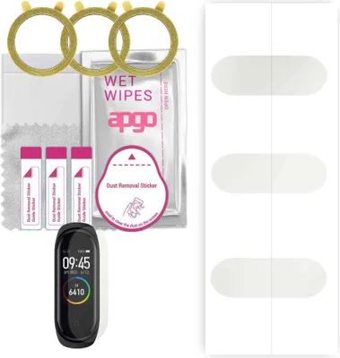 Produktbild von apgo 3 Stück Schutzfolie, Matt, kompatibel mit Xiaomi Mi Band 4 Smartwatch, Hydrogel Displayschutzfolie mit Positionierhilfe, Displayfolie, robust und kratzfest