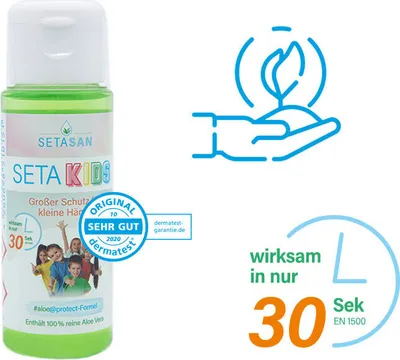 Produktbild von SETAKIDS premium Handdesinfektion mit 100% echte Aloe Vera (50ml)