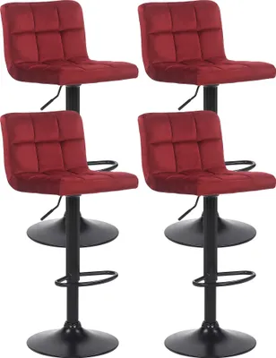 Produktbild von 4er Set Barhocker HLO-CP64 Samt  rot