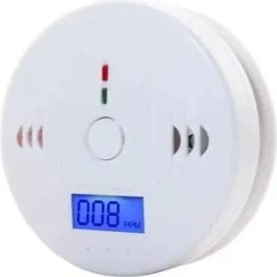 Productafbeelding van Koolmonoxidemelder met LCD-display – CO-melder 85 dB alarm, EN 50291, werkt op batterijen, montage aan wand of plafond, met testknop