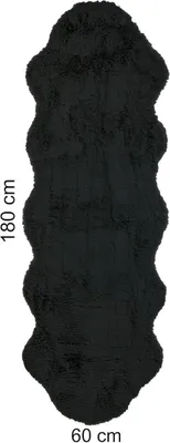 Produktbild von VIVA HOME Fellteppich Teppich Dekofell Kuschelfell 60 x 180 cm, dicht und flauschig, schwarz