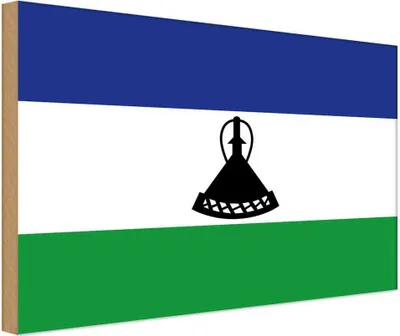 Produktbild von vianmo Holzschild 30x40 cm Lesothos Lesotho Flagge Fahne Wappen