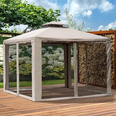Produktbild von Pavillon mit 4 Seitenwänden Wetterfest Partyzelt Festzelt Gartenzelt Gartenpavillon für Camping Garten 3x3m Grau