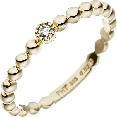 Produktbild von Ring Goldring Kugelring mit Diamant Brillant 0,02 Ct. Solitär 585 Gold Gelbgold Innenumfang 52mm  Ø16.6mm